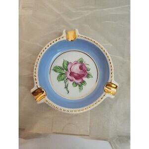 Vintage Porcelain Ashtray Schumann Arzberg Germany Pink Rose Trinket Tray 4 Inch